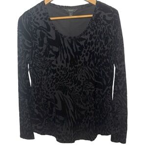 Burnout Velvet Animal Print Top Black Size Medium Simply Vera Vera Wang